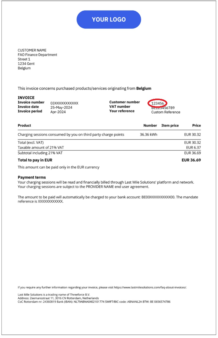 Invoice Example – Customer ID Location